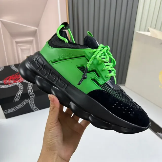 Versace Chain Reaction Green and Black Chunky Sneakers 4