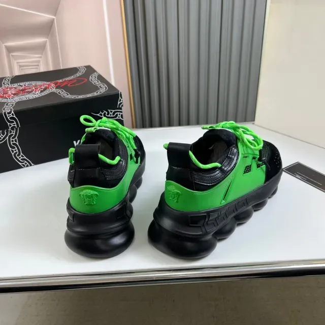 Versace Chain Reaction Green and Black Chunky Sneakers 6
