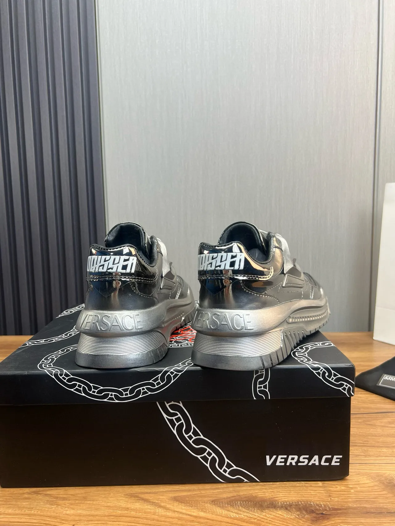 Versace Chain Reaction Metallic Silver Chunky Sneakers 5