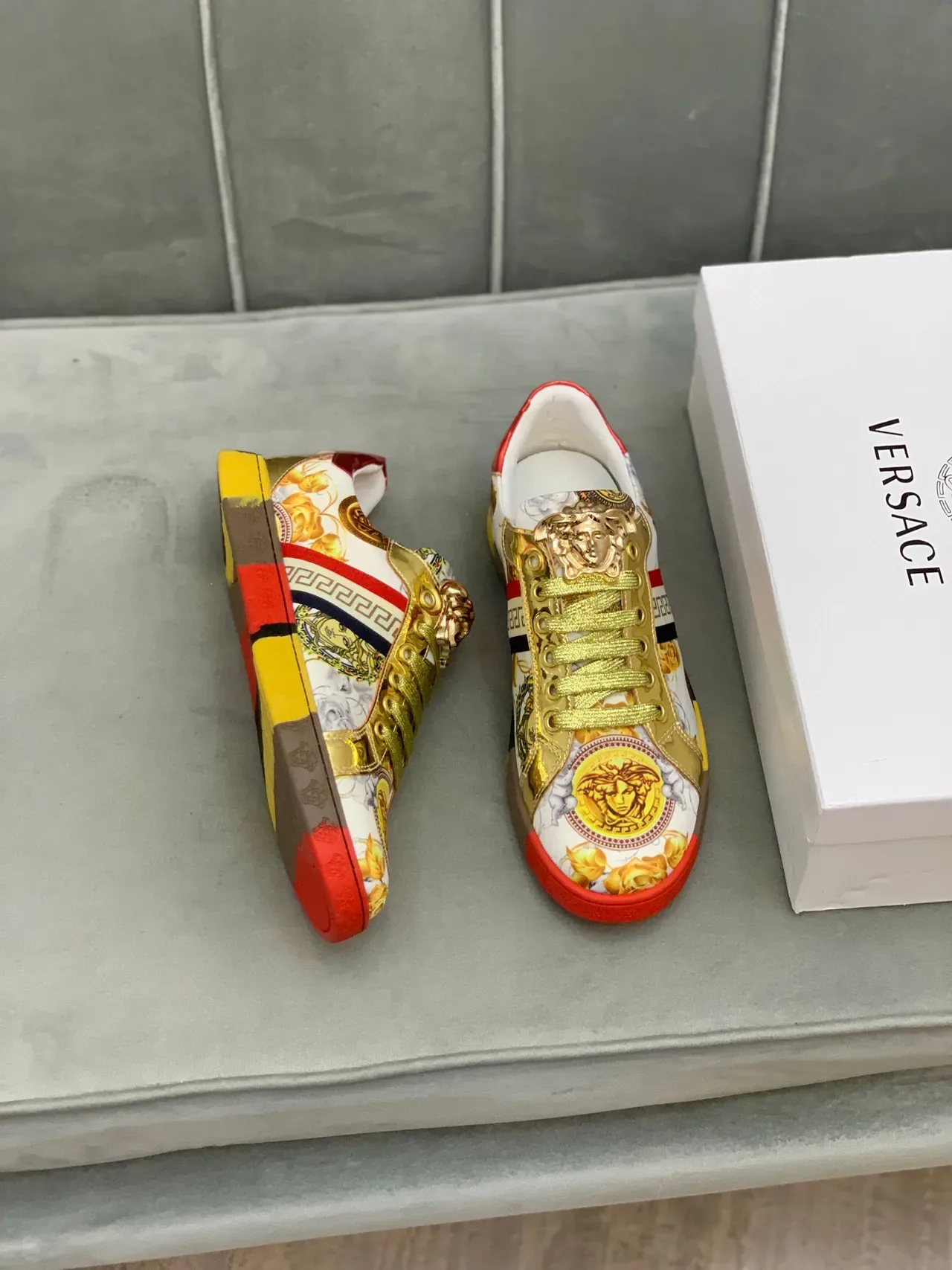 Versace Chain Reaction Multicolor Baroque Floral Lifestyle Sneakers 6