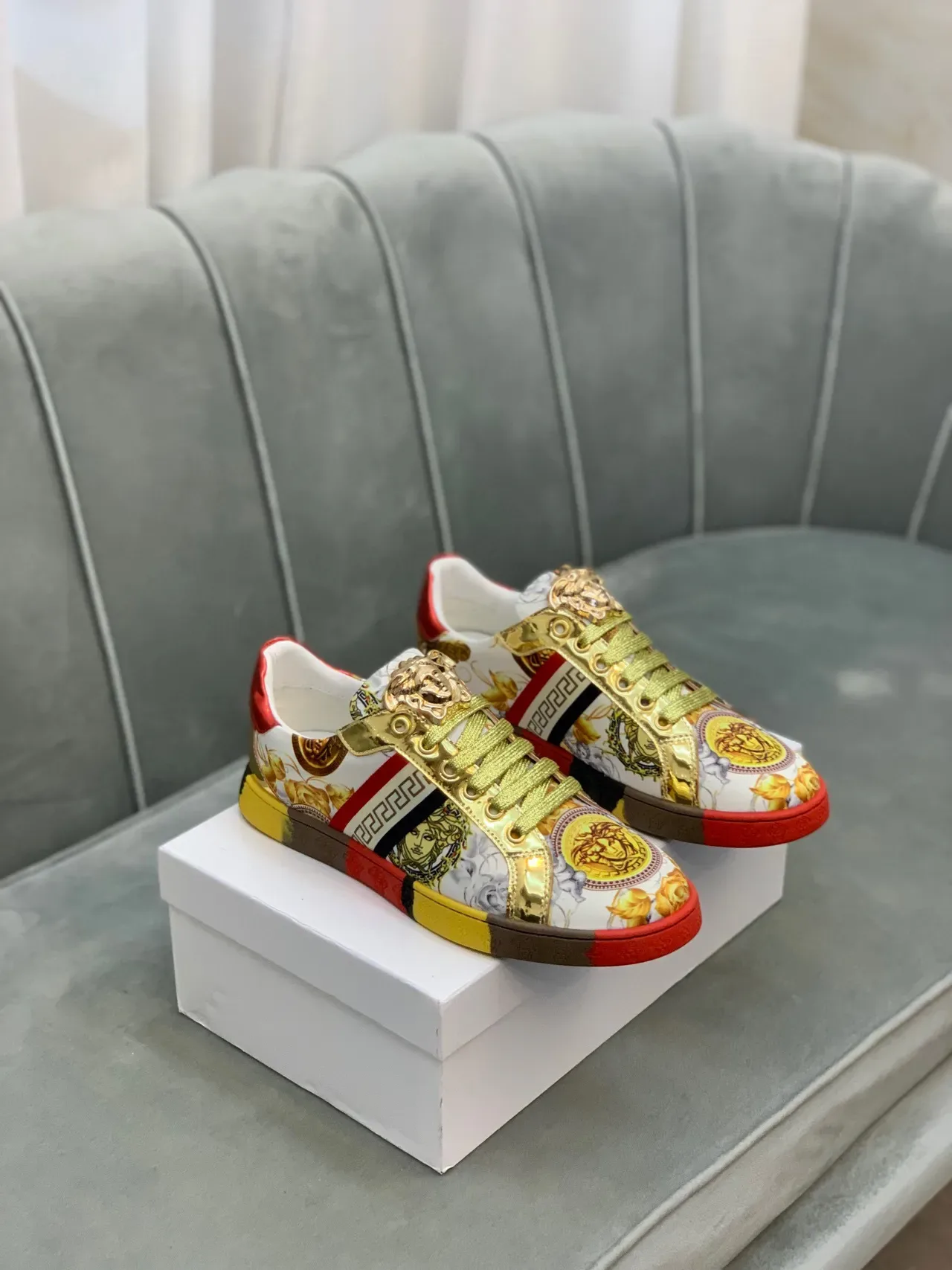 Versace Chain Reaction Multicolor Baroque Floral Lifestyle Sneakers 7