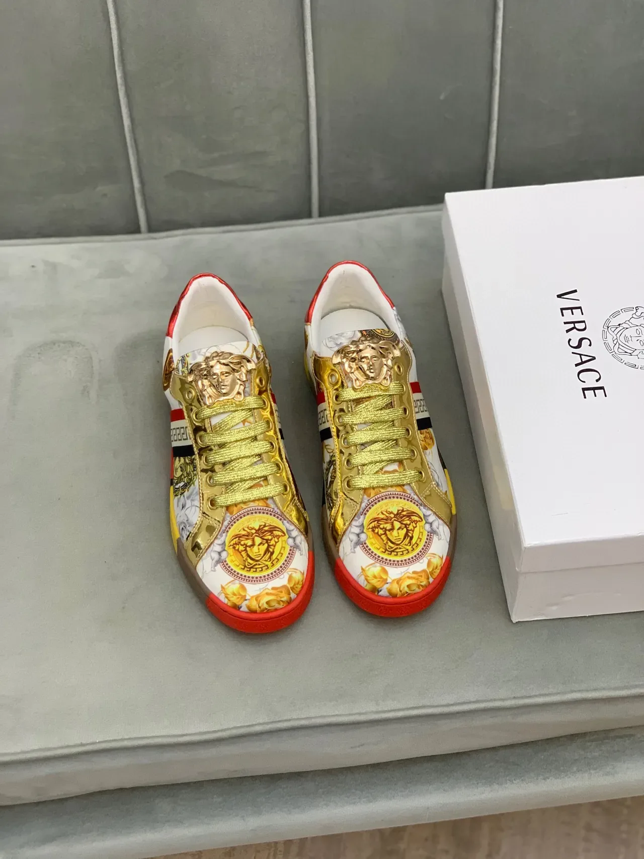 Versace Chain Reaction Multicolor Baroque Floral Lifestyle Sneakers 9