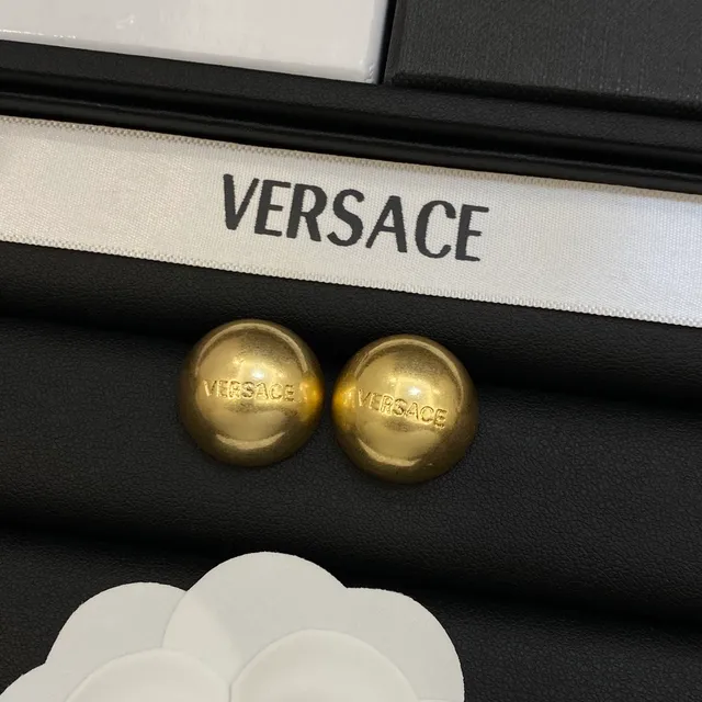 Versace Crystal and Gold-Tone Logo Stud Earrings 3
