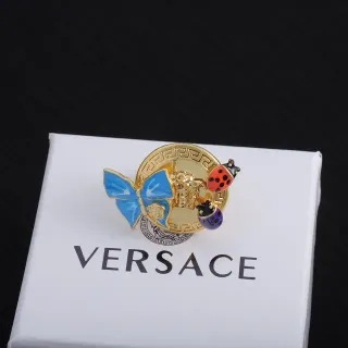 Versace सोने बहुरंगी एनामेल सजाया मेड्यूसा मोटिफ ब्रोच