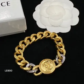 Versace 金银色 粗曲链 Medusa Head Medallion 手链