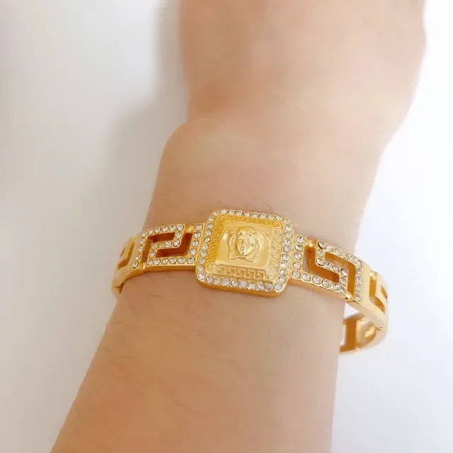 Versace Gold Silver Pavé-Crystal Bracelet 2