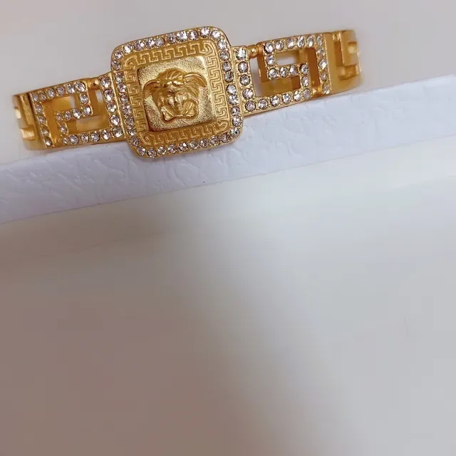 Versace Gold Silver Pavé-Crystal Bracelet 6