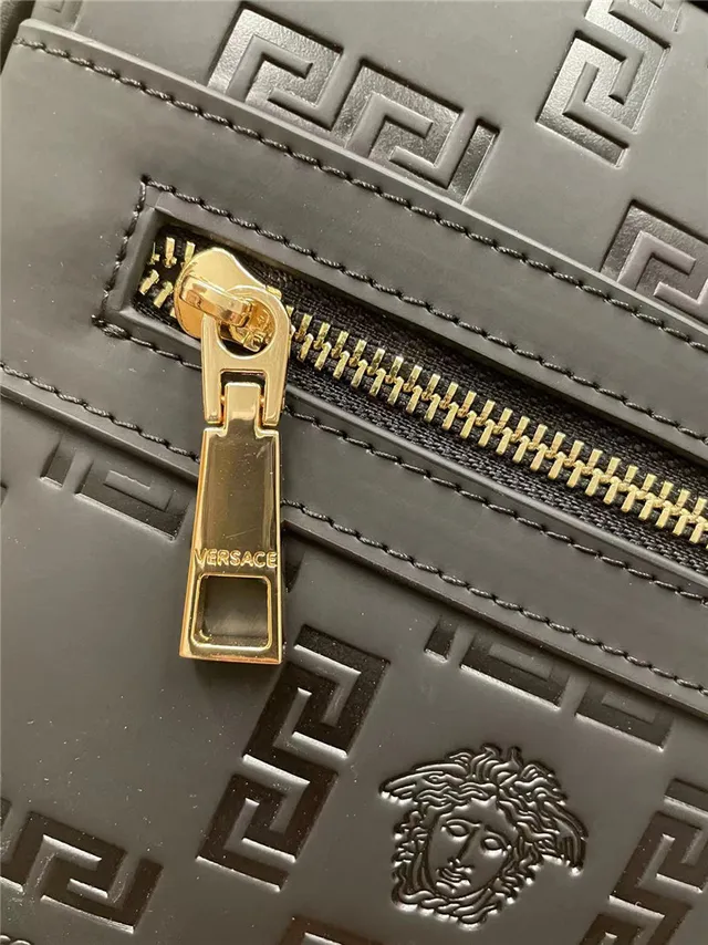 Versace Greca Odissea Black Embossed Messenger Bag 3