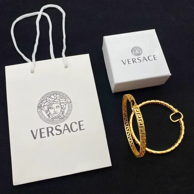 Versace Greca Odissea Boucles d'Oreilles Créoles Dorées Greca 5