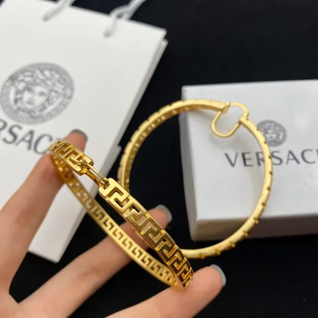 Versace Greca Odissea Boucles d'Oreilles Créoles Dorées Greca 6