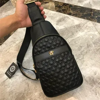 Versace Greca Odissea Quilted Black Leather Crossbody Bag