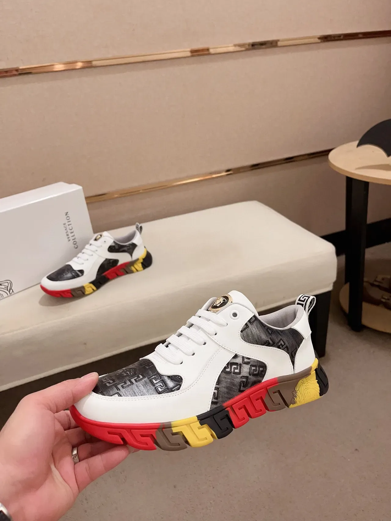 Versace Greca Odissea White Black Red Yellow Lifestyle Sneakers 3