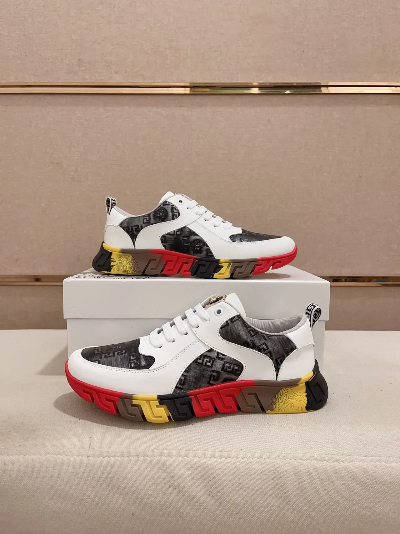 Versace Greca Odissea White Black Red Yellow Lifestyle Sneakers 7