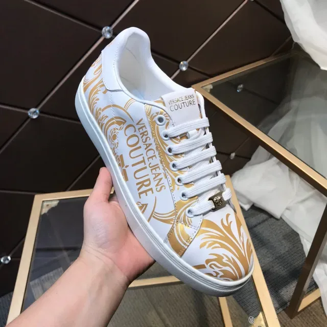 Versace Jeans Couture Baroque Print White and Gold Lifestyle Sneakers 2