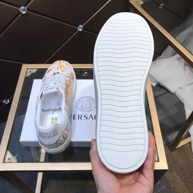 Versace Jeans Couture Baroque Print White and Gold Lifestyle Sneakers 4