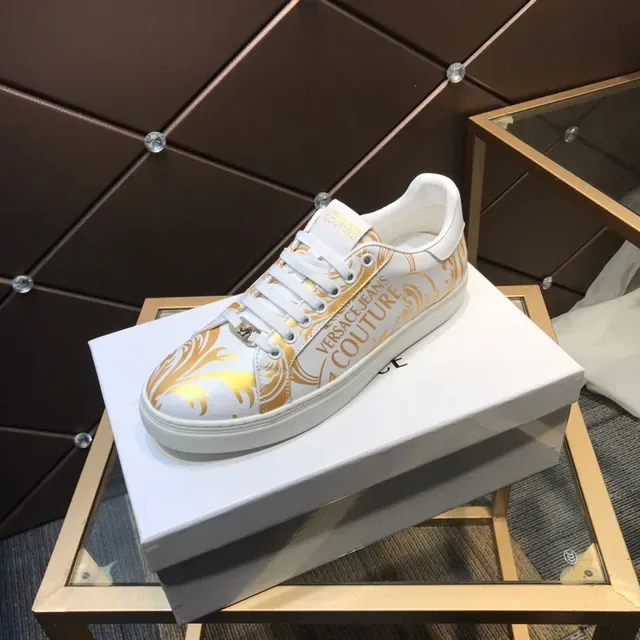 Versace Jeans Couture Baroque Print White and Gold Lifestyle Sneakers 6