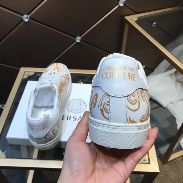 Versace Jeans Couture Baroque Print White and Gold Lifestyle Sneakers 7