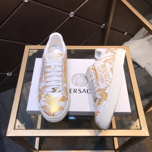 Versace Jeans Couture Baroque Print White and Gold Lifestyle Sneakers 8