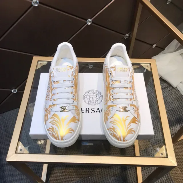 Versace Jeans Couture Baroque Print White and Gold Lifestyle Sneakers 9