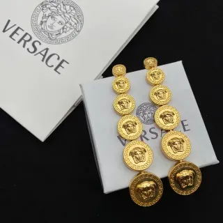 Versace Medusa Moneda Oro Motivo Cabeza Borde Llave Griega Pendientes