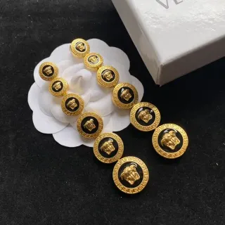 Versace Medusa Greca Gold and Black Enamel Brooches