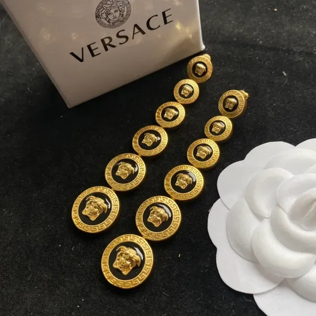 Versace Medusa Greca Gold and Black Enamel Brooches 3