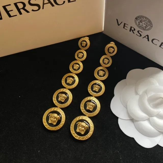 Versace Medusa Greca Gold and Black Enamel Brooches 4