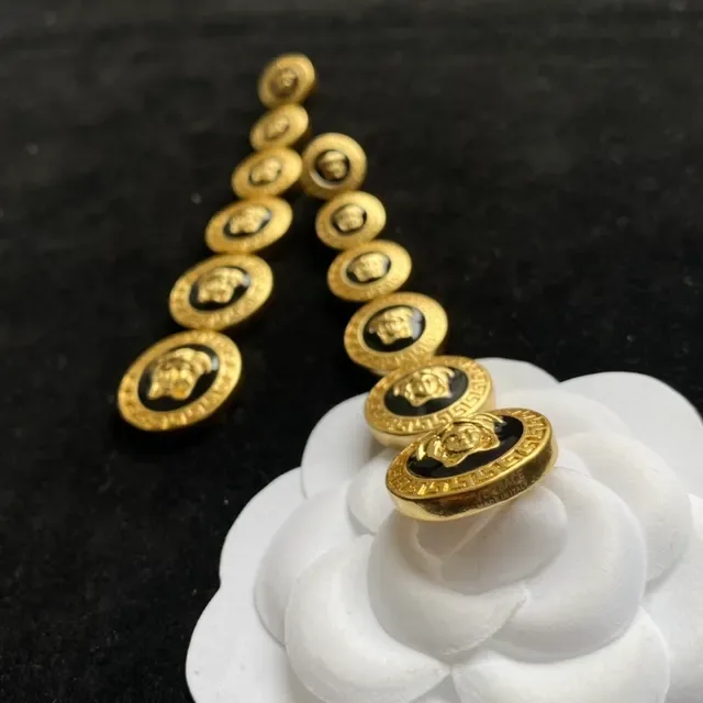 Versace Medusa Greca Gold and Black Enamel Brooches 6