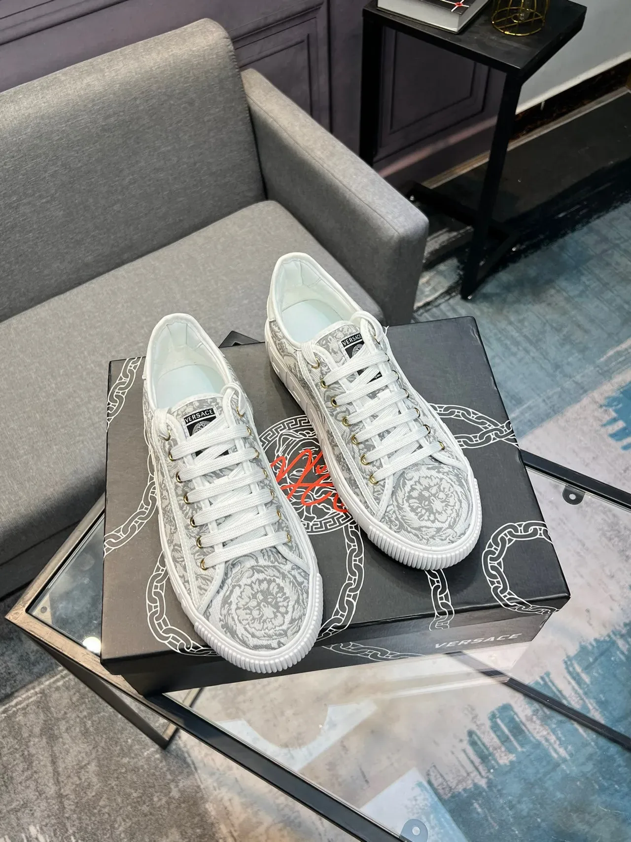 Versace Odissea Baroque Print White Lifestyle Sneakers 4