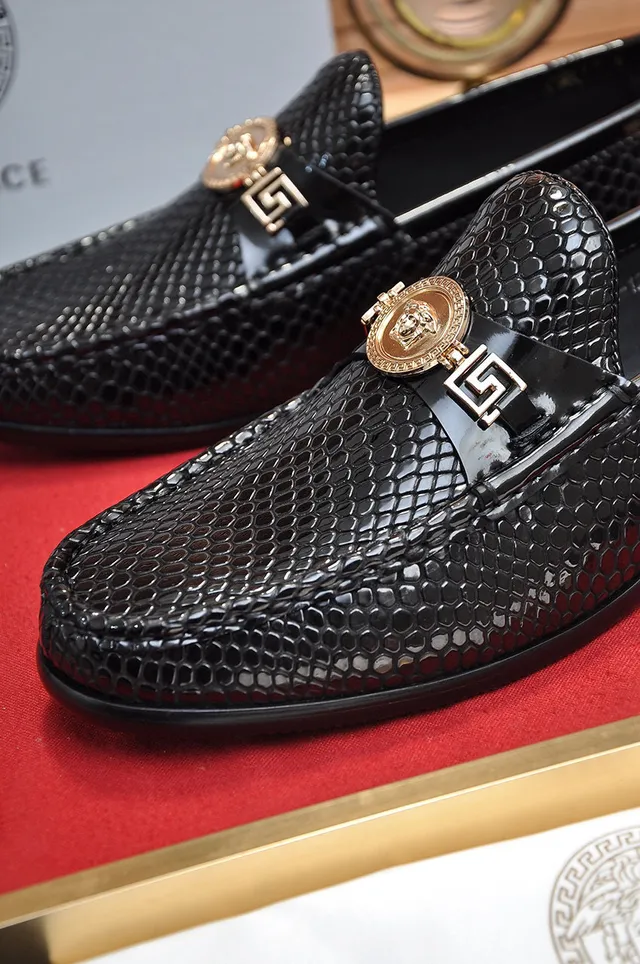 Versace Odissea Black Snakeskin-Textured Loafers 3