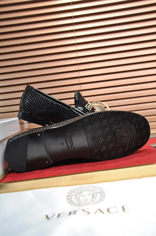 Versace Odissea Black Snakeskin-Textured Loafers 4