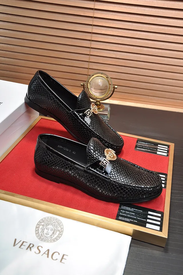 Versace Odissea Black Snakeskin-Textured Loafers 5
