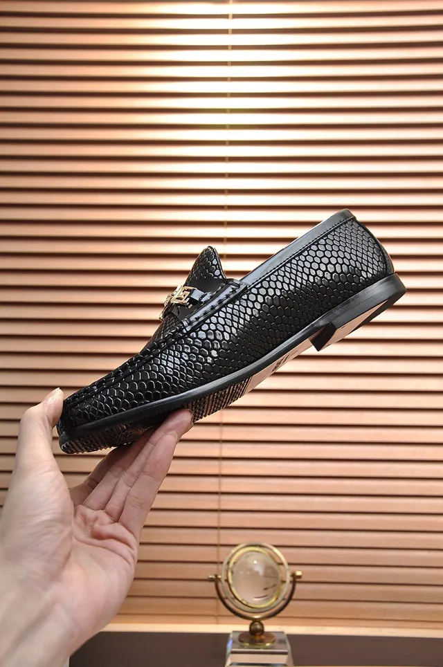 Versace Odissea Black Snakeskin-Textured Loafers 6