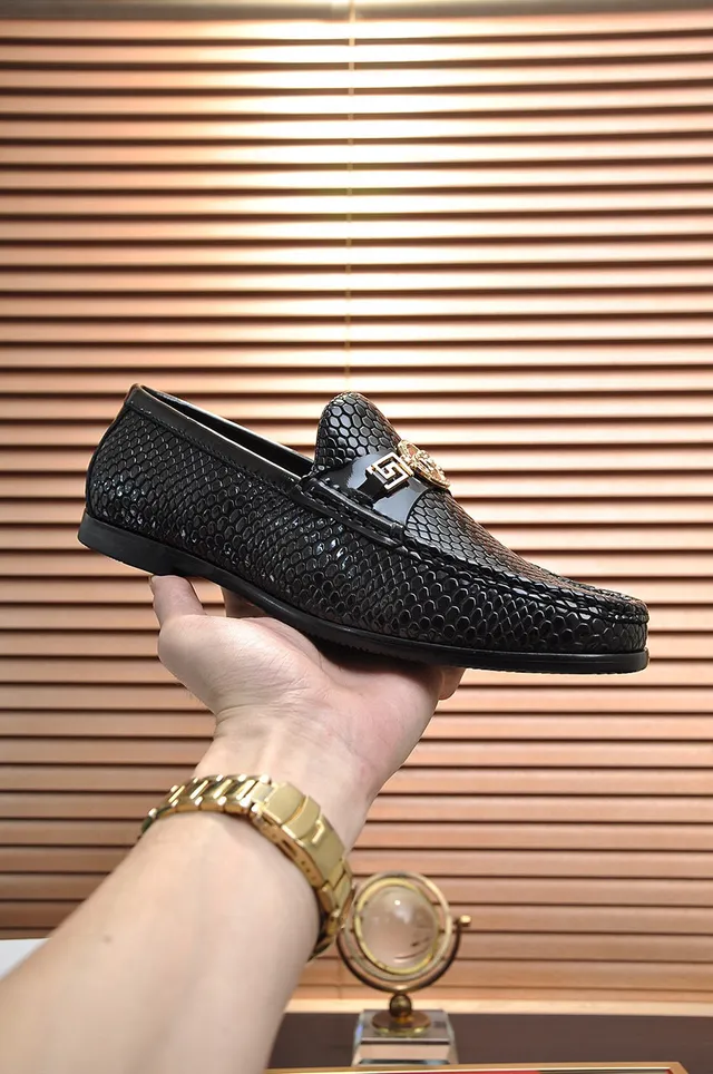 Versace Odissea Black Snakeskin-Textured Loafers 7