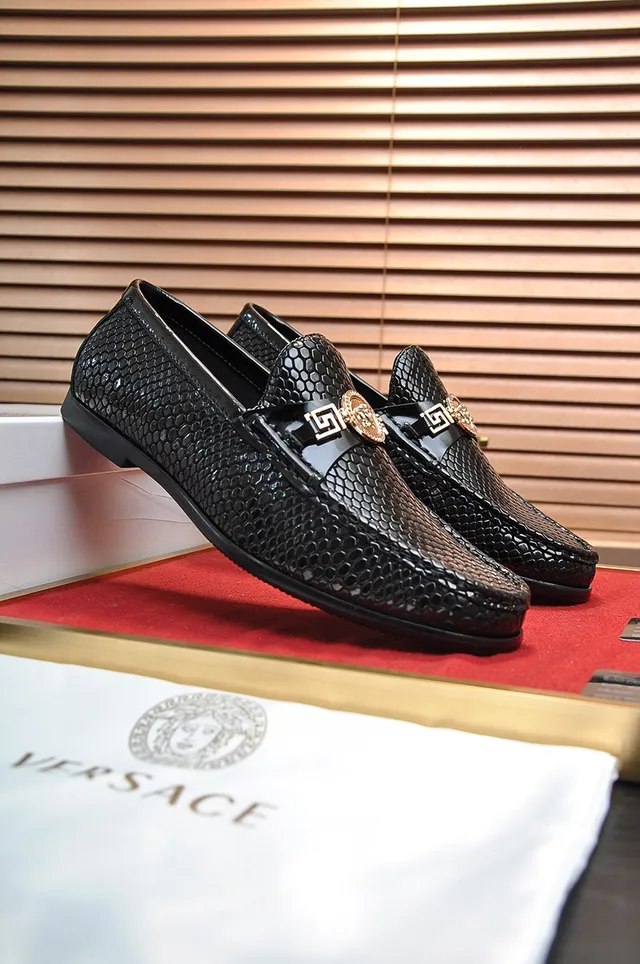 Versace Odissea Black Snakeskin-Textured Loafers 8