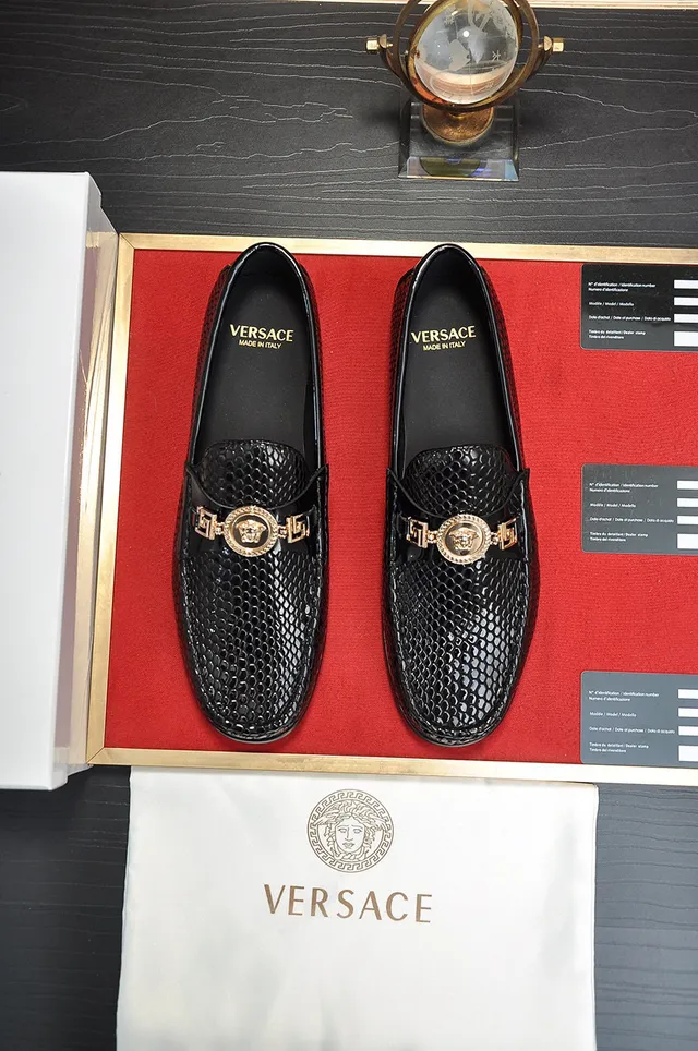 Versace Odissea Black Snakeskin-Textured Loafers 9