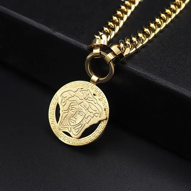Versace Odissea Medusa Pendentif Chaîne Curb Doré 4