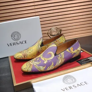 Versace Odissea Mocassins Slip-On Violet Doré imprimé baroque