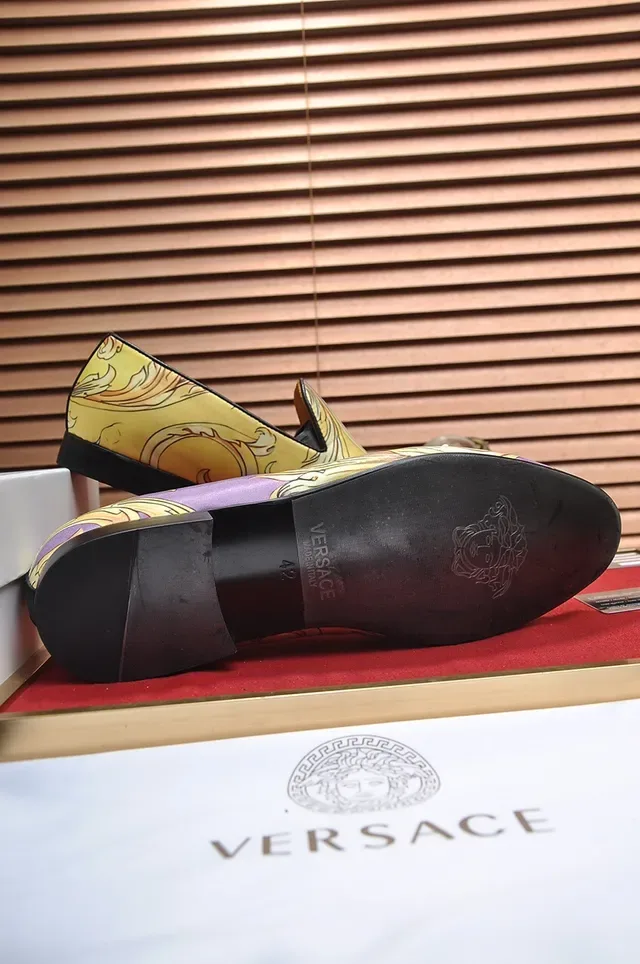 Versace Odissea Mocassins Slip-On Violet Doré imprimé baroque 3