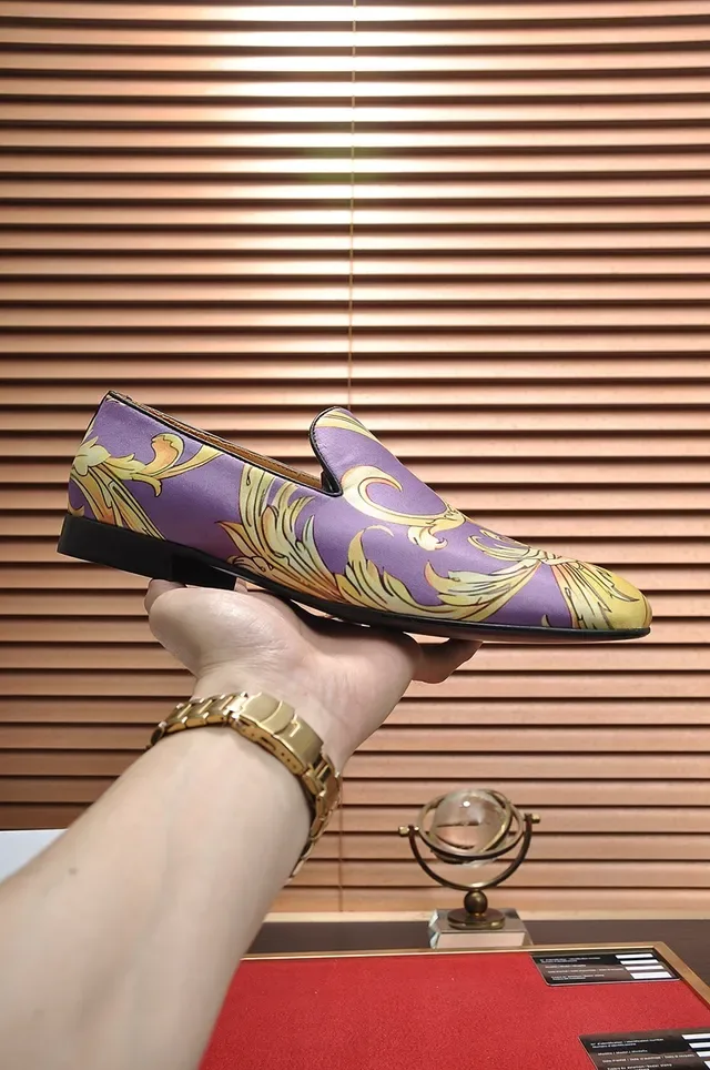 Versace Odissea Mocassins Slip-On Violet Doré imprimé baroque 4