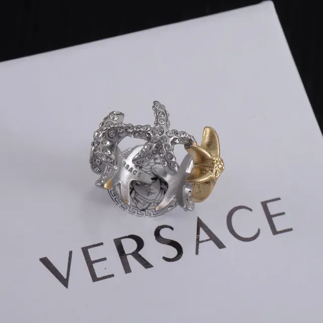Versace Odissea Two-Tone Crystal-Encrusted Tentacle Ring 4