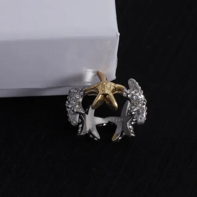 Versace Odissea Two-Tone Crystal-Encrusted Tentacle Ring 6