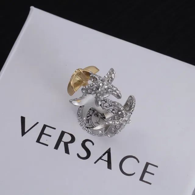 Versace Odissea Two-Tone Crystal-Encrusted Tentacle Ring 7