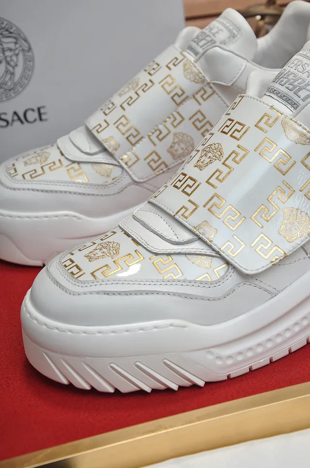 Versace Odissea White and Gold Greca Pattern Lifestyle Sneakers 3