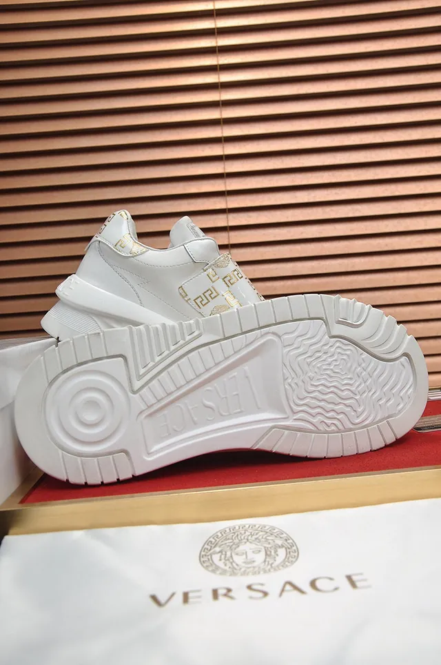 Versace Odissea White and Gold Greca Pattern Lifestyle Sneakers 4