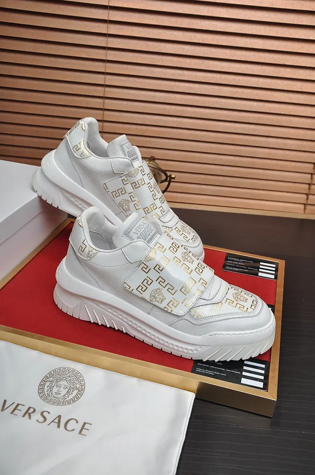 Versace Odissea White and Gold Greca Pattern Lifestyle Sneakers 5