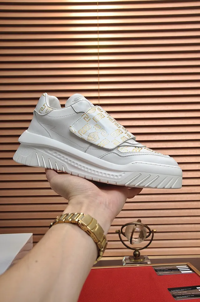 Versace Odissea White and Gold Greca Pattern Lifestyle Sneakers 7