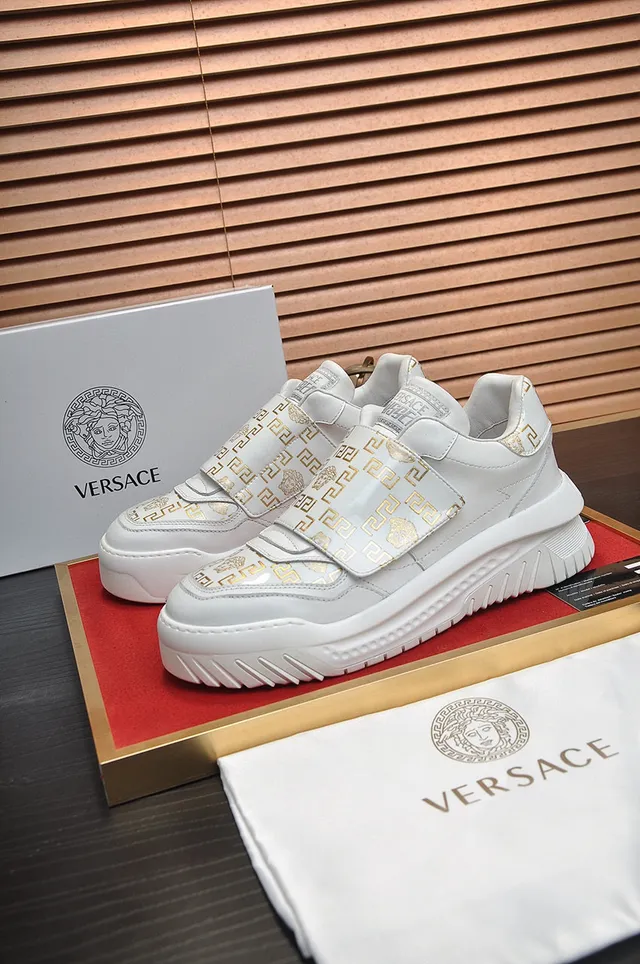 Versace Odissea White and Gold Greca Pattern Lifestyle Sneakers 8