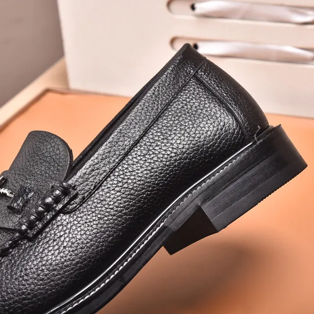 Versace Signature Loafer Black Pebbled Leather Loafers 5