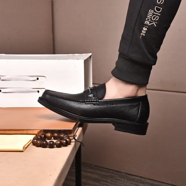 Versace Signature Loafer Black Pebbled Leather Loafers 7